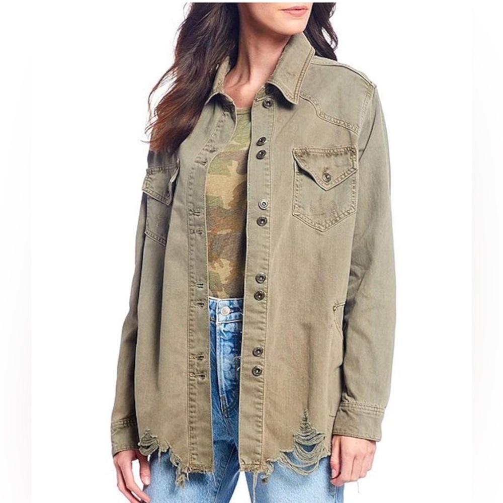 Free People Green Moodchild Shirt Jacket Size Medium